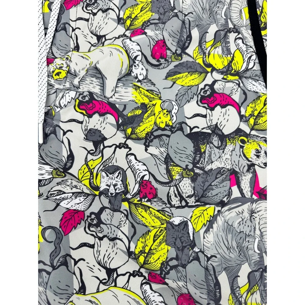 William Murray Hybrid Board Shorts Mens 36 Grey Animal Print Golf Swim Trunks‎